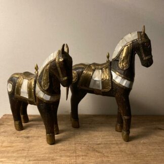 Antieke Houtsnijwerk Paarden