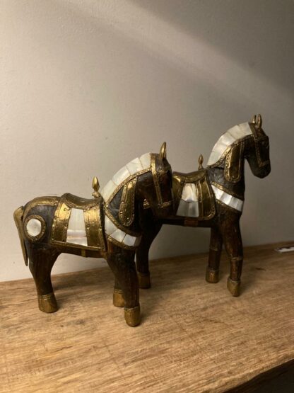 Antieke Houtsnijwerk Paarden - Afbeelding 2
